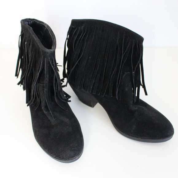 Forever 21 Fringe Black Booties - Picture 1 of 6